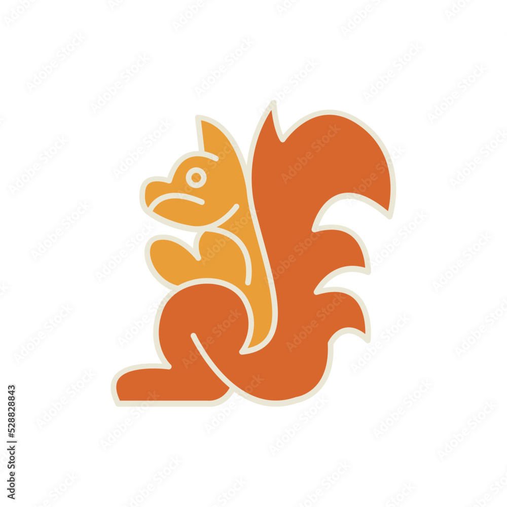 Obraz premium Sitting squirrel logo design simple modern with cartoon style best vector template. 