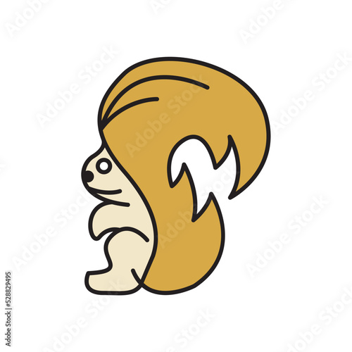 Vector Logo Illustration Squirrel solid color Style.
