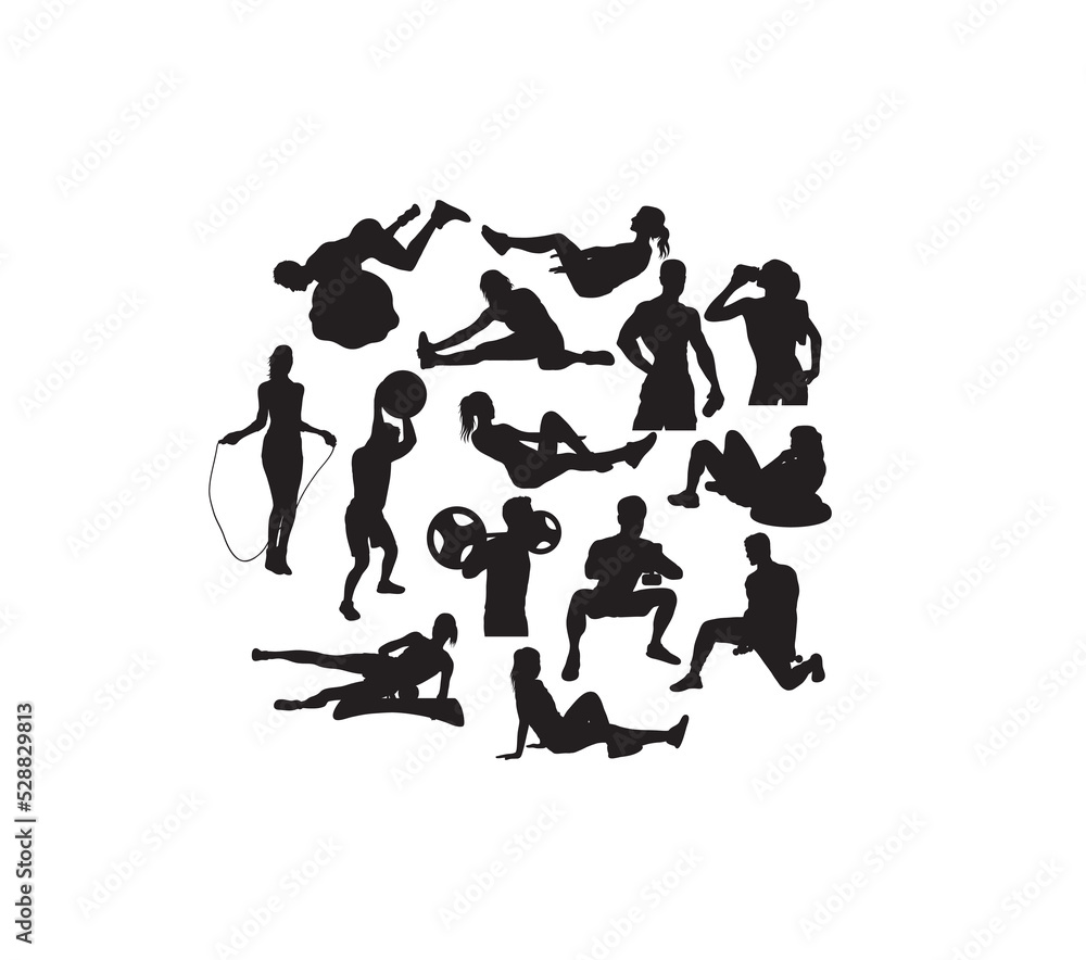  Fitness and Gym Silhouettes, art vector design
