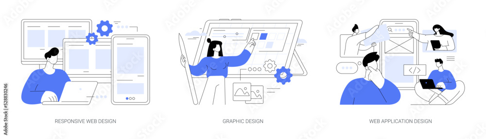 Graphic designer service abstract concept vector illustrations. - obrazy, fototapety, plakaty 