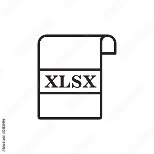 Xlsx format document icon design. Xlsx concept vector icon isolated on white background.