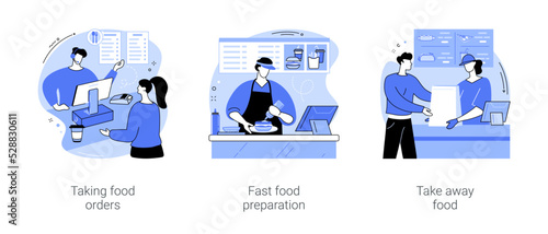 Fast food restaurant isolated cartoon vector illustrations se