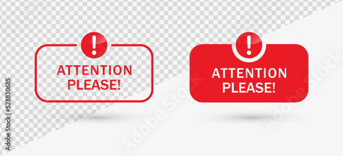 attention please frame label banner with exclamation mark icon, information icon. notification alert sign and faq sign, information, attention, alarm, icons, signs - warning important message icon