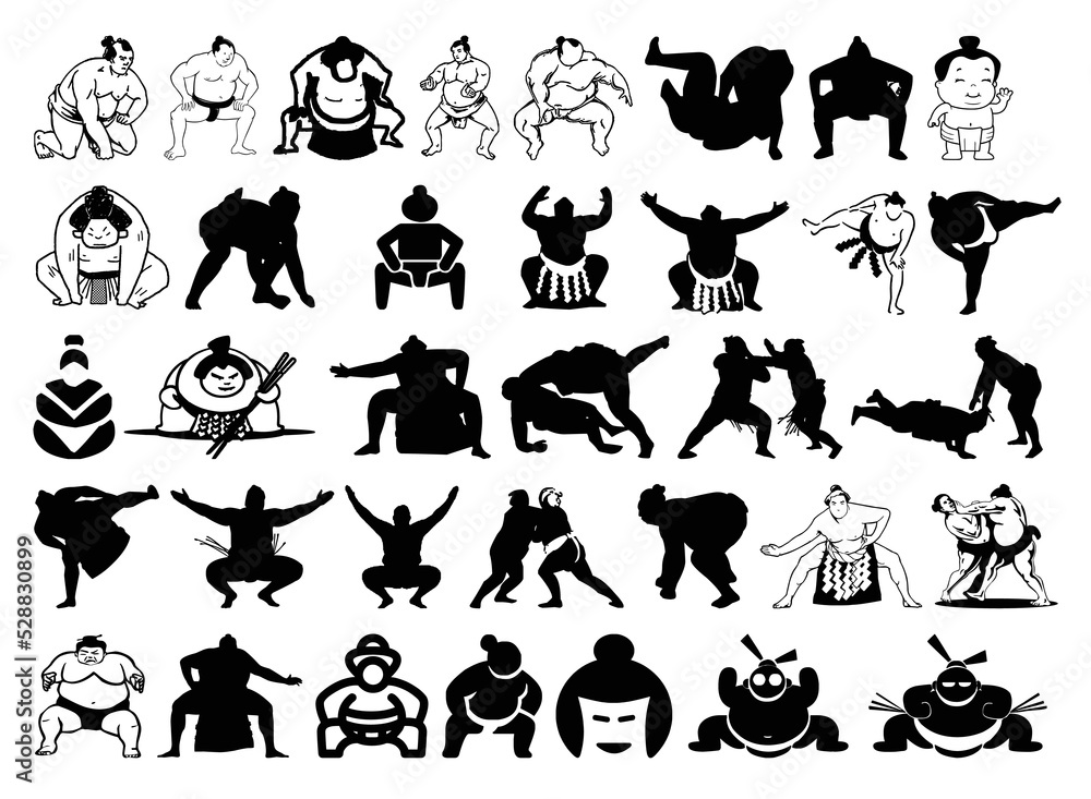 Vector of various icons and movements in sumo Vector of various icons and movements in sumo