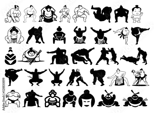 Vector of various icons and movements in sumo