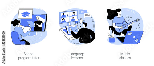 Online teaching isolated cartoon vector illustrations se