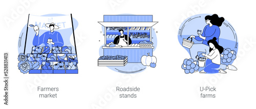 Selling farm products isolated cartoon vector illustrations se