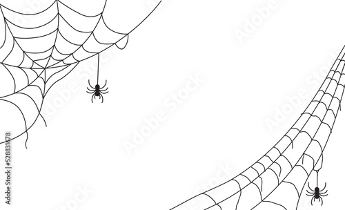 Print op canvas spider and web background for halloween design