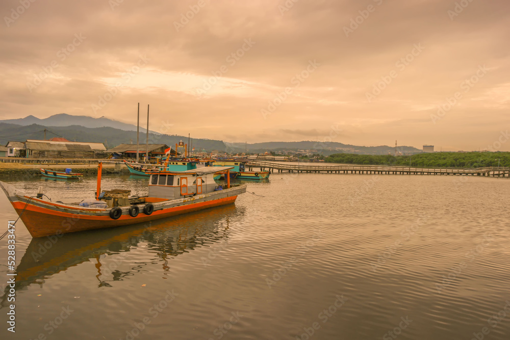 Moored boats in the morning Moored boats in the morning