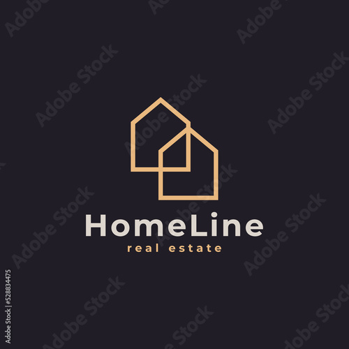 House Logo. Gold House Symbol Geometric Linear Style. Usable for Real Estate  Construction  Architecture and Building Logos
