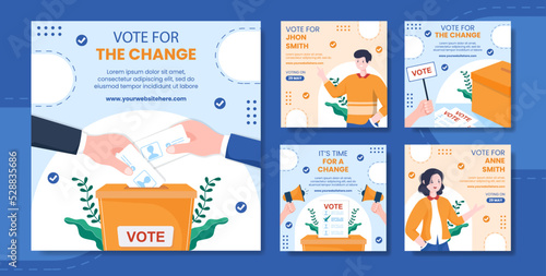 Election Day Political Social Media Post Template Hand Drawn Cartoon Flat Illustration