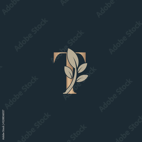 beauty letter logo T leaf luxury logo cosmetic