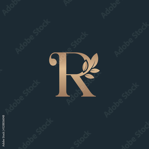 beauty letter logo R leaf luxury logo cosmetic