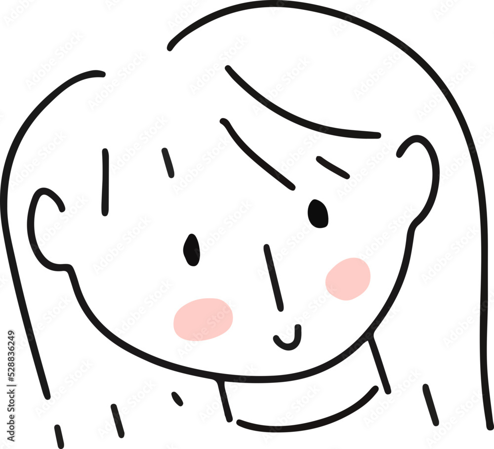 face Kawai Cute character line art outline girl and boy illustration face Kawai Cute character line art outline girl and boy illustration