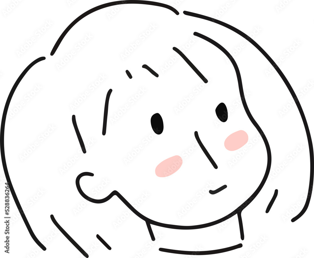 face Kawai Cute character line art outline girl and boy illustration face Kawai Cute character line art outline girl and boy illustration