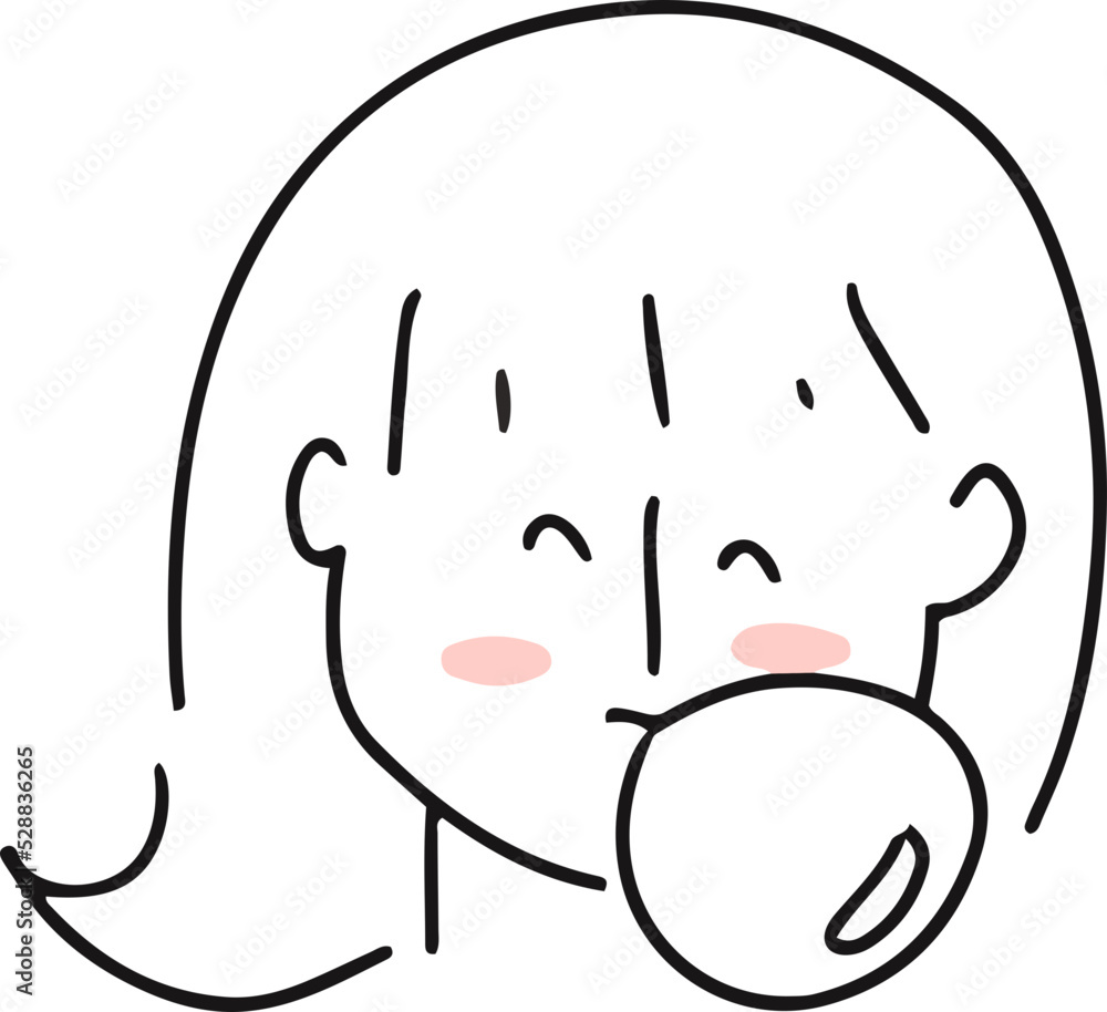 face Kawai Cute character line art outline girl and boy illustration