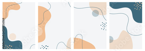 Set of minimalist handdrawn abstract fluid shape