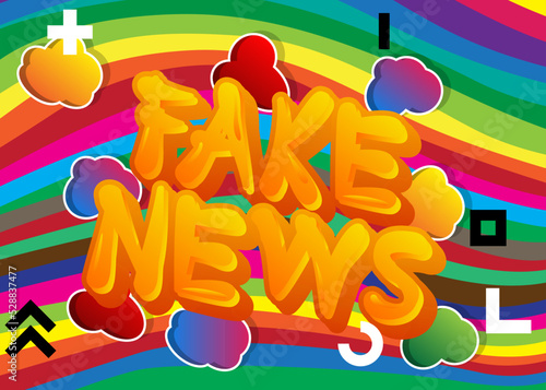 Fake News. Word written with Children's font in cartoon style.