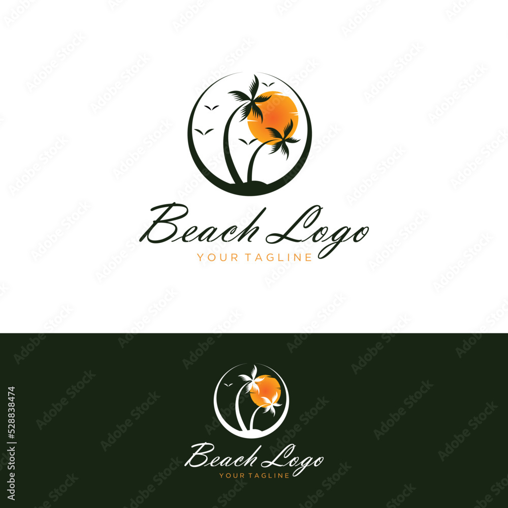 Beach logo design vector