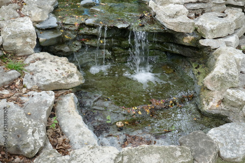 Waterfall in rock garden