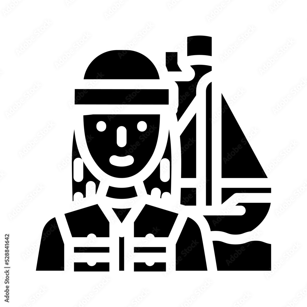 yachting female sport glyph icon vector. yachting female sport sign. isolated symbol illustration yachting female sport glyph icon vector. yachting female sport sign. isolated symbol illustration