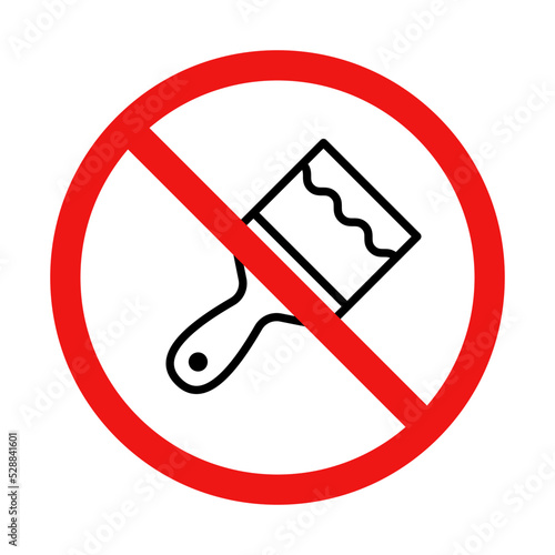 No Paintbrush Sign on White Background
