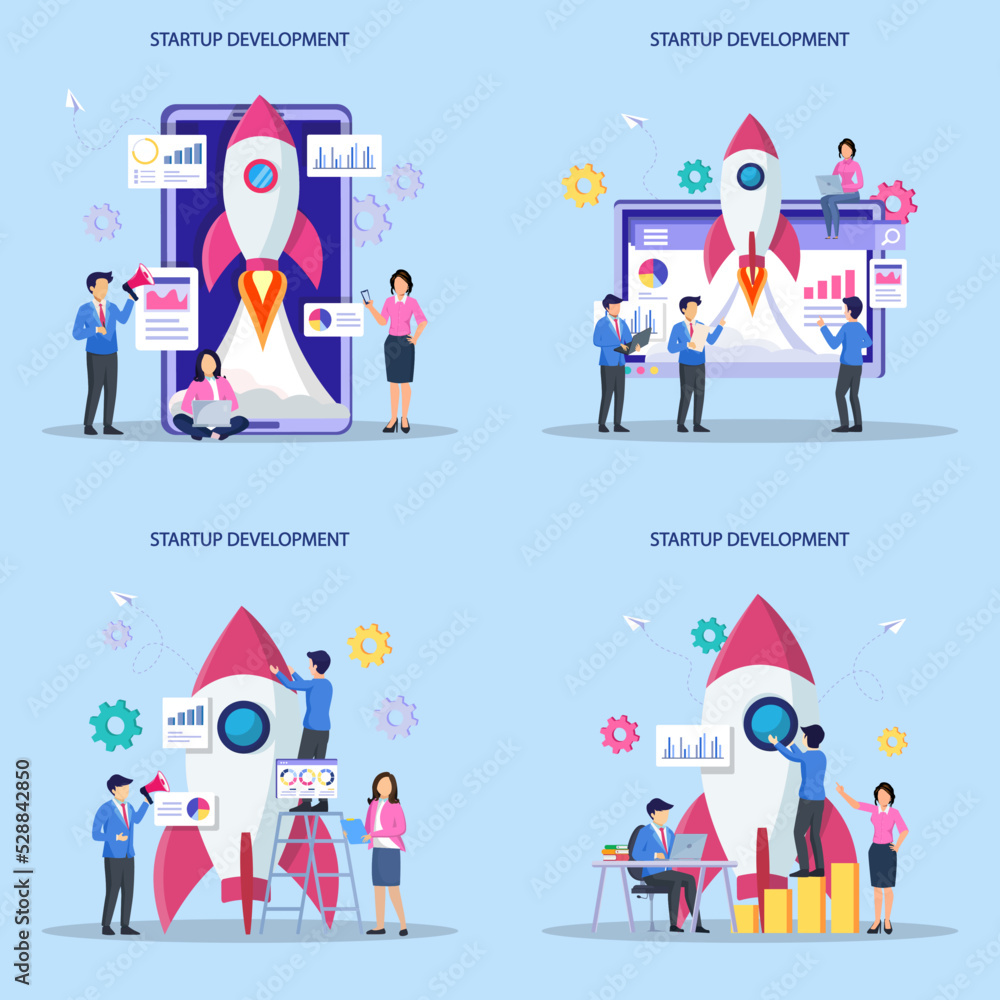 Startup launch concept. Development process, Innovation product, creative idea. Startup launch concept. Development process, Innovation product, creative idea.
