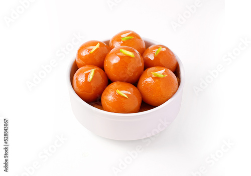 Indian traditional sweet Juicy Gulab Jamun served in a bowl