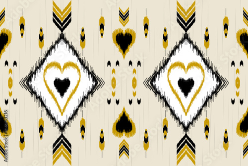 Ikat geometric folklore ornament with tribal ethnic seamless striped pattern Aztec style. oriental pattern traditional Design for background, clothing, wrapping, Batik, fabric, vector, illustration.