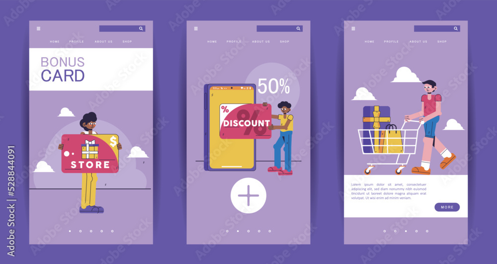 Shopping Illustration - Interface design set elements app banner