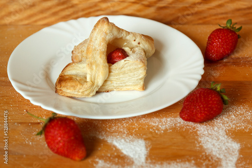 Homemade cake with strawberries