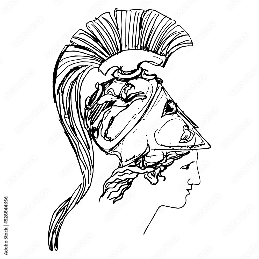 Head of Athena Piraeus. Ancient Greek warrior goddess wearing crested