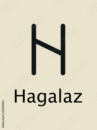 Hagalaz Rune. Complete collection of Rune alphabet, futhark. Writing ancient Germans. Vector Mystical symbols. 
Esoteric, occult, magic illustration for Tattoos. photo