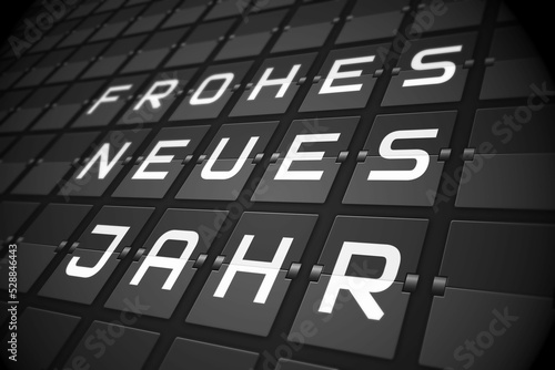 New year message on black roller board in german