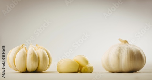 Close-up of garlic cloves and bulb 