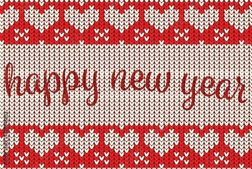 red knitting Christmas vector background happy new year