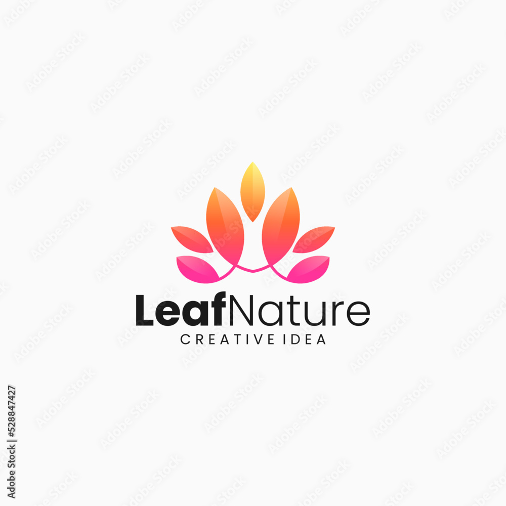 Vector Logo Illustration Leaf Nature Gradient Colorful Style.