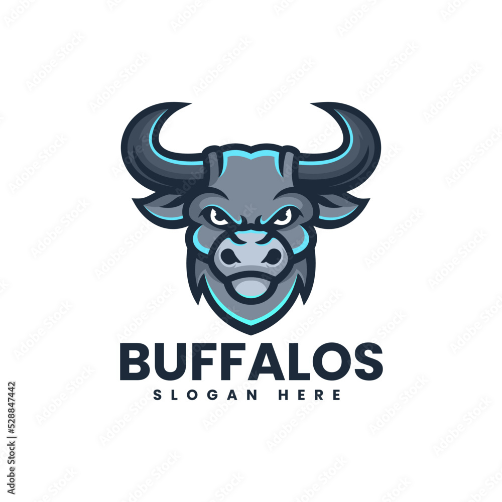 Vector Logo Illustration Bull Simple Mascot Style. Vector Logo Illustration Bull Simple Mascot Style.