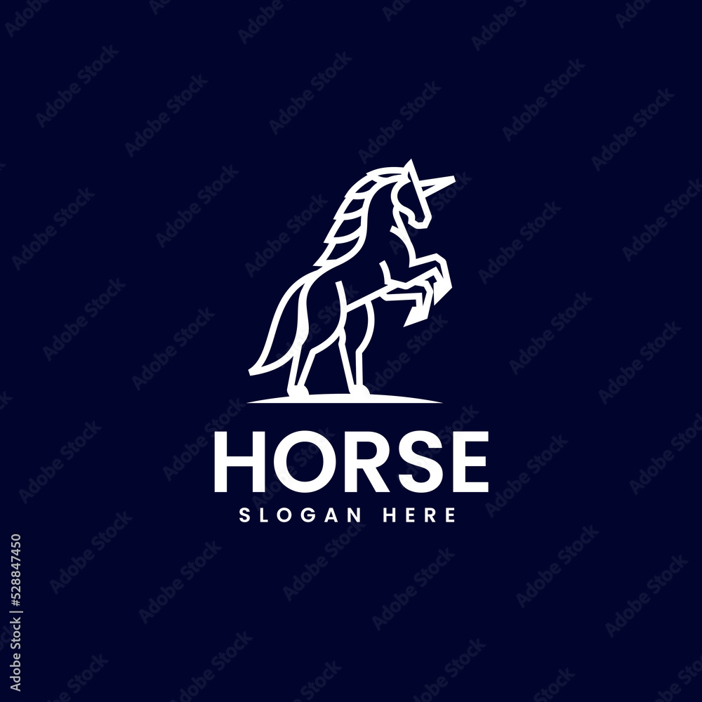 Vector Logo Illustration Horse Line Art Style.