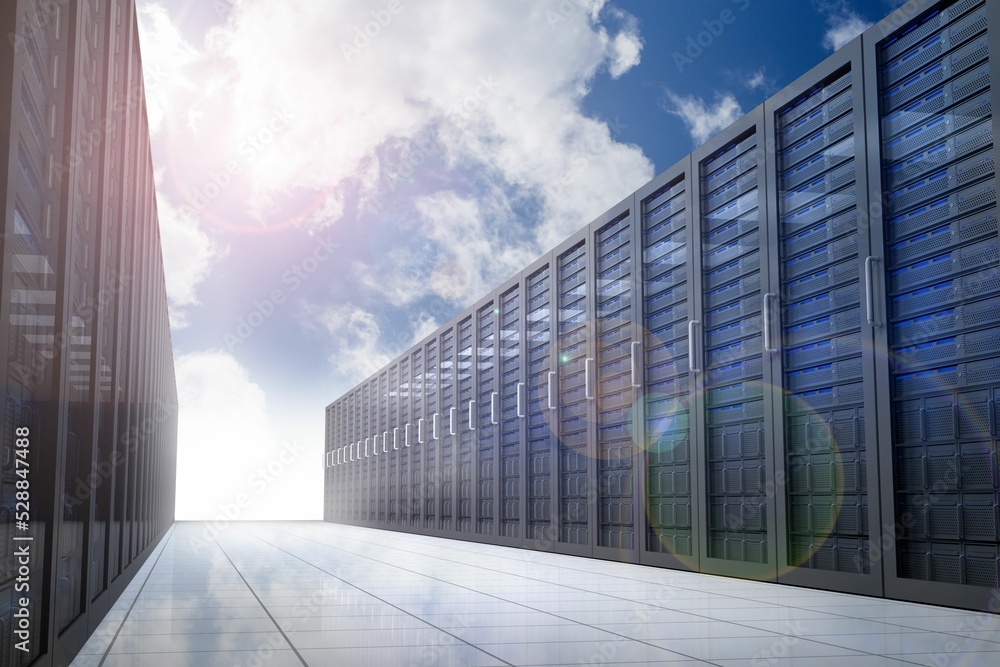 Fototapeta premium Server hallway in the sky
