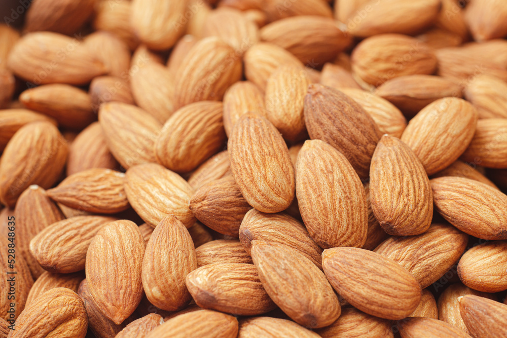 Pile of almond nuts with close up shot. Pile of almond nuts with close up shot.