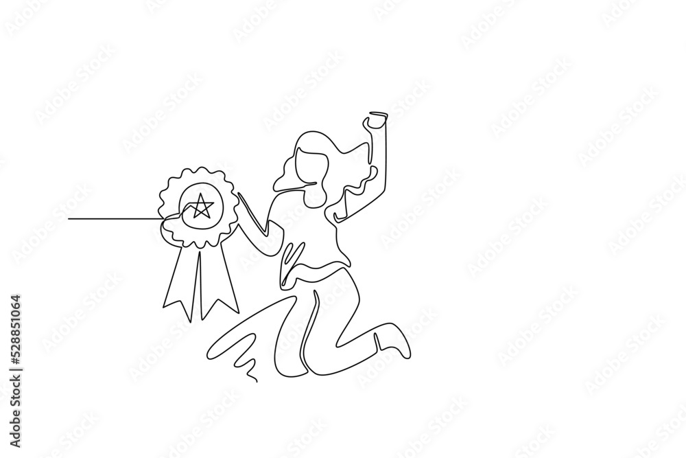 Fototapeta premium simple line illustration of winner celebration. one line concept of winner in sport or tournament and gold medal and first champion celebration.