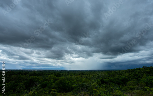 Storm clouds with the rain. Nature Environment Dark huge cloud sky black stormy cloud