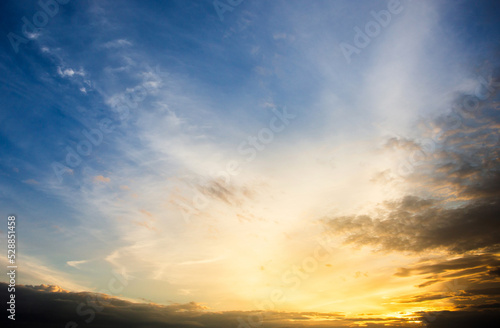 colorful dramatic sky with cloud at sunset.beautiful sky with clouds background .