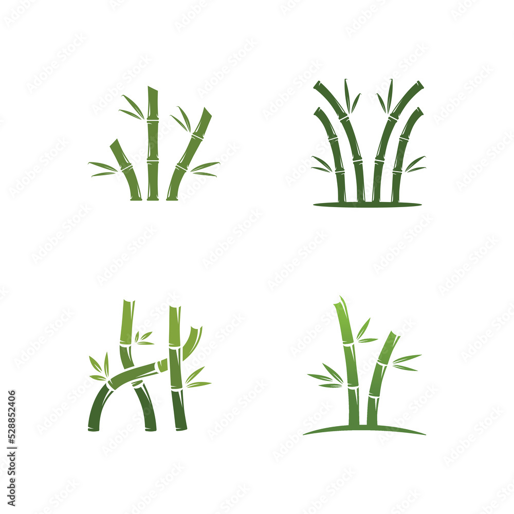 Obraz premium bamboo logo with green leaves vector illustration template
