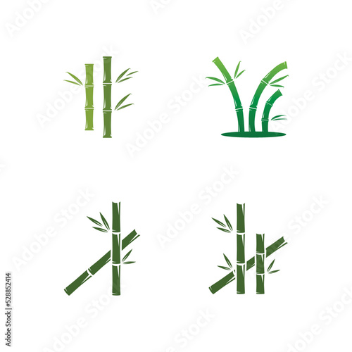 Fototapeta Naklejka Na Ścianę i Meble -  bamboo logo with green leaves vector illustration template