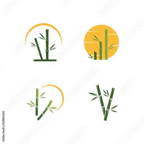 Free Download bamboo logo with green leaves vector illustration template - GFXLoad