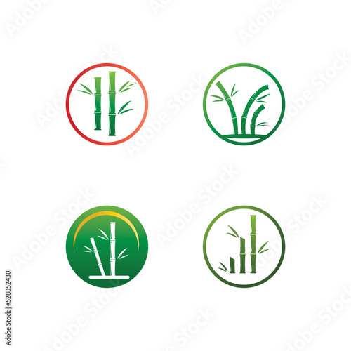 Free Download bamboo logo with green leaves vector illustration template - GFXLoad