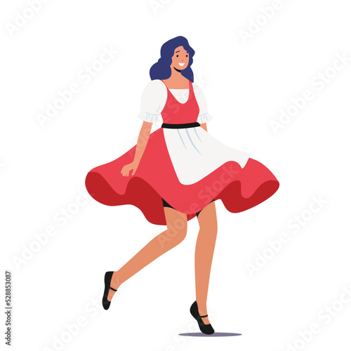 Oktoberfest Festival, German Beer Fest Concept. Female Character Wear Traditional Bavarian Peasant Dress Celebrating