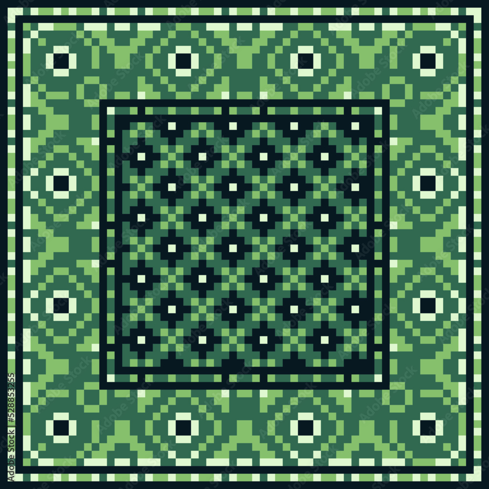 Carpet oriental pattern pixel art icon. Isolated vector illustration. 8 ...